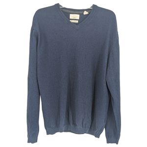 Weatherproof Vintage Cotton Cashmere Navy V Neck Sweater Men's Large